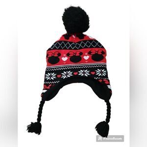 Disney Minnie Mouse Beanie Girls Children Kids Hat Cap Black Red & White WS589
